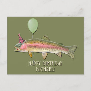 Birthday Rainbow Trout Vist Briefkaart