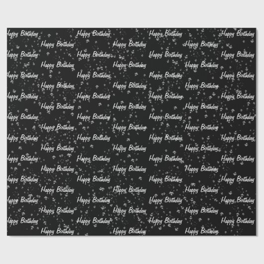 Birthday Raindrops op zwart Cadeaupapier (Vlak)