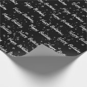 Birthday Raindrops op zwart Cadeaupapier (Hoek)