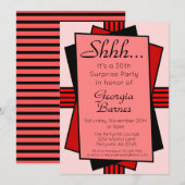 Birthday Red Art Deco Surprise Kaart (Voorkant / Achterkant)