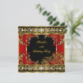 Birthday  Red Asian Gold Bamboo Afbeelding Kaart (Staand voorkant)