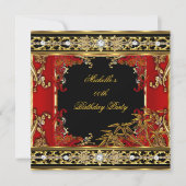 Birthday  Red Asian Gold Bamboo Afbeelding Kaart (Voorkant)