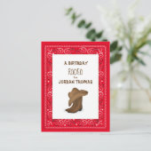 Birthday Red Bandana Cowboy Cute Pet and Boots Briefkaart (Staand voorkant)