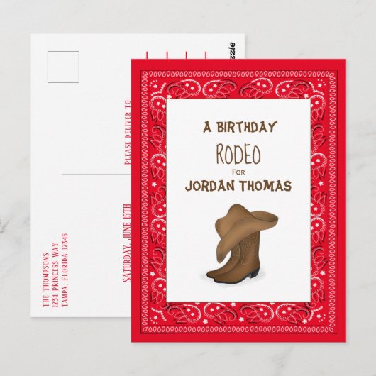 Birthday Red Bandana Cowboy Cute Pet and Boots Briefkaart (Voorkant / Achterkant)