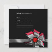Birthday Red Black Grey Silver Bow Jewel Kaart (Achterkant)