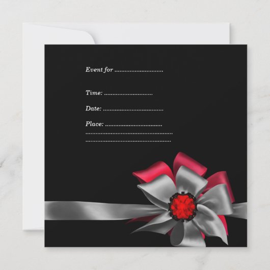 Birthday Red Black Grey Silver Bow Jewel Kaart (Achterkant)