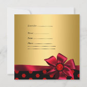 Birthday Red Bow Gold Gold Gold Gold Gold Spot Kaart (Achterkant)