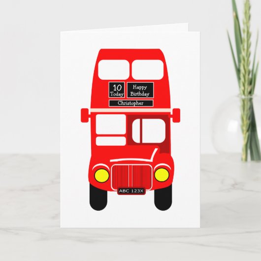 Birthday Red Bus Design Kaart (Voorkant)