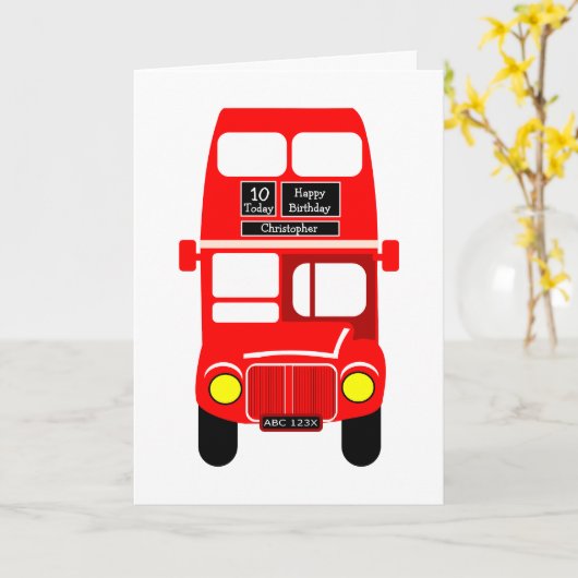 Birthday Red Bus Design Kaart (Gele Bloem)