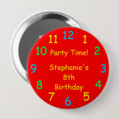 Birthday Red Button / Pin, feesttijd (Voorkant /achterkant)