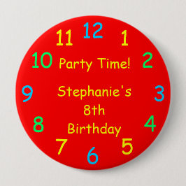Birthday Red Button / Pin, feesttijd
