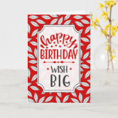 Birthday Red en White Botanical Leaves Kaart (Gele Bloem)