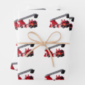 Birthday Red Fire Truck Inpakpapier Vel (In situ)
