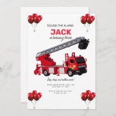 Birthday Red Fire Truck Kaart (Voorkant / Achterkant)