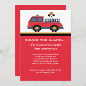 Birthday Red Fire Truck Kaart (Voorkant / Achterkant)