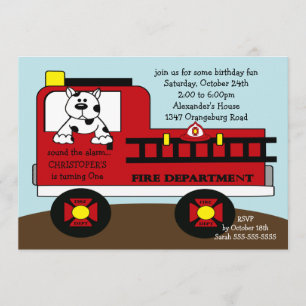 Birthday Red Fire Truck Kaart