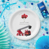 Birthday Red Fire Truck Papieren Bordje (Feest)
