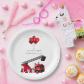 Birthday Red Fire Truck Papieren Bordje (Feest)