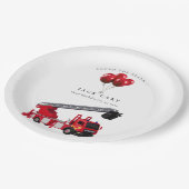 Birthday Red Fire Truck Papieren Bordje (Gekanteld)