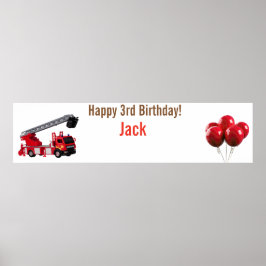 Birthday Red Fire Truck Poster