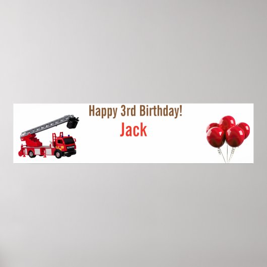 Birthday Red Fire Truck Poster (Voorkant)