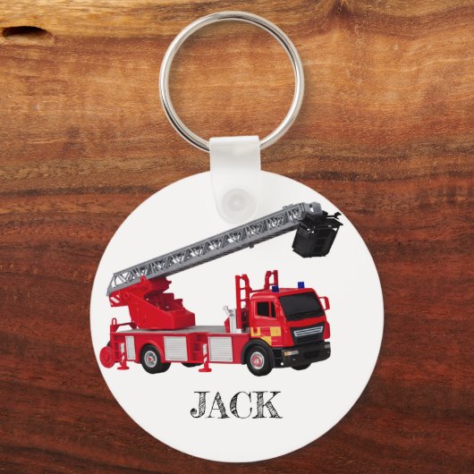 Birthday Red Fire Truck Sleutelhanger (Voorkant)