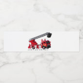 Birthday Red Fire Truck Waterfles Etiket (Enkel label)