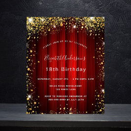 Birthday red Gold film theater budget uitnodiging Flyer