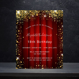 Birthday red Gold film theater budget uitnodiging Flyer