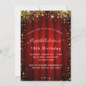 Birthday red gold sparkles film theater luxe kaart (Voorkant)