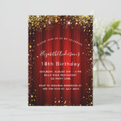 Birthday red gold sparkles film theater luxe kaart (Staand voorkant)