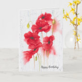 Birthday Red papavers Kaart (Gele Bloem)