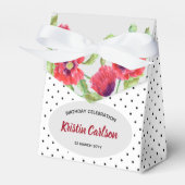 Birthday Red Poppies met Black White Polka Dot Bedankdoosjes (Voorkant Zijde)