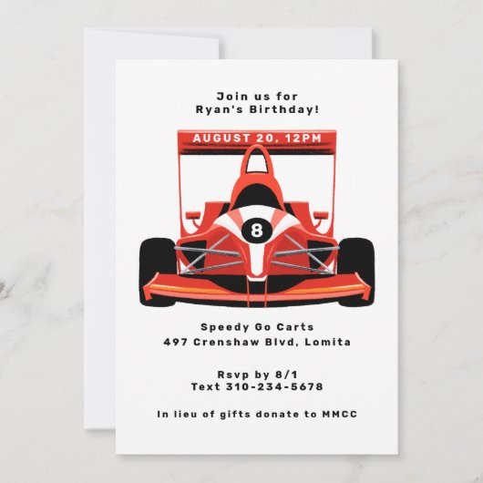 Birthday Red Race Car Kaart (Voorkant)