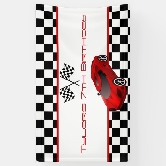 Birthday Red Race Car Spandoek (Verticaal)
