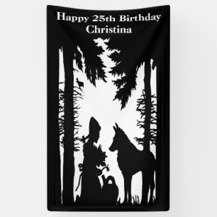 Birthday Red Riding Hood Wolf Black Silhouette Spandoek