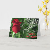 Birthday Red Rose Bud Kaart (Gele Bloem)