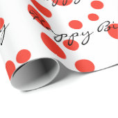 Birthday Red Stippen op wit Cadeaupapier (Rol Hoek)