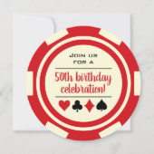 Birthday Red White Poker Chip Casino Las Vegas Kaart (Voorkant)
