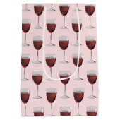 Birthday Red Wine on roze medium Gift Bag Cadeauzakje (Achterkant)