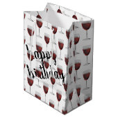 Birthday Red Wine op wit Medium Cadeauzakje (Voorkant Gekanteld)