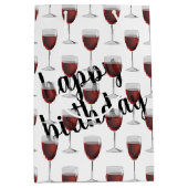 Birthday Red Wine op wit Medium Cadeauzakje (Voorkant)