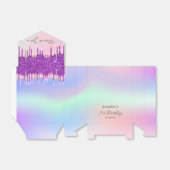 Birthday regenboog paarse glitterdruppels dank je bedankdoosjes (Uitgevouwen)