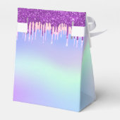 Birthday regenboog paarse glitterdruppels dank je bedankdoosjes (Achterkant)