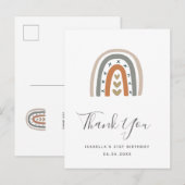 Birthday regenboog roos goud grijs wit dank u briefkaart (Voorkant / Achterkant)