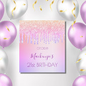 Birthday regenboog roos goudglitter roze vonk wijn etiket