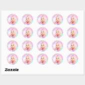 Birthday regenbooglitter druist aangepaste foto ro ronde sticker (Vel)