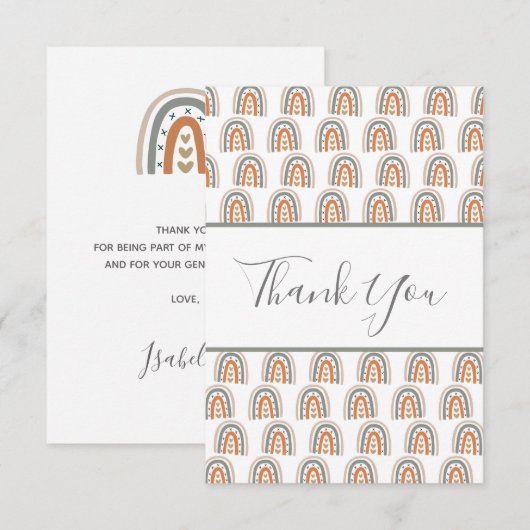 Birthday regenboogpatroon witte rozegoud bedankkaart (Voorkant / Achterkant)