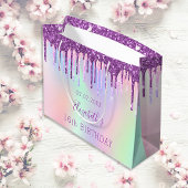 Birthday regenboogzang paarse glitter druist monog groot cadeauzakje
