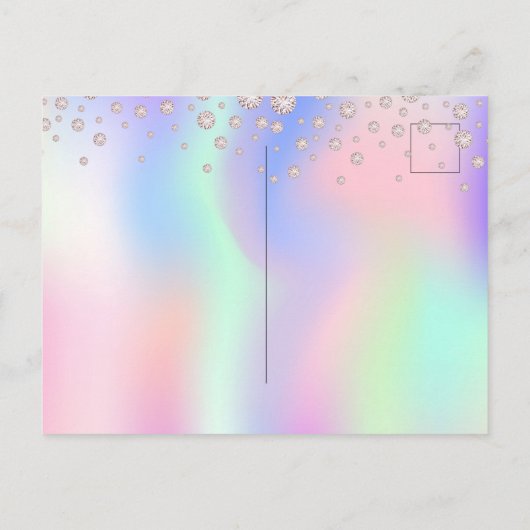 Birthday regenbow roos gouddiamantroze uitnodiging (Achterkant)